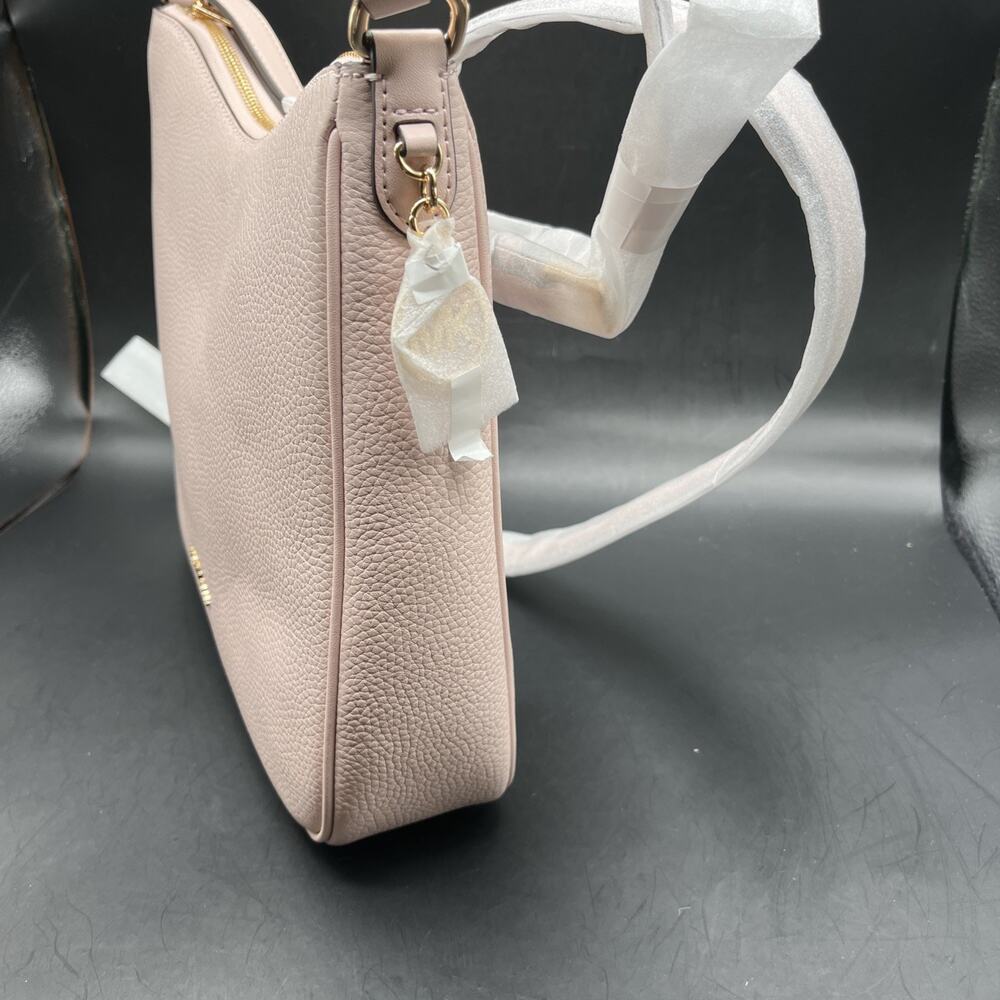 Michael Kors Nayla Medium Satchel Pebble Leather Crossbody Bag Pink Blossom/gold - Picture 3 of 9